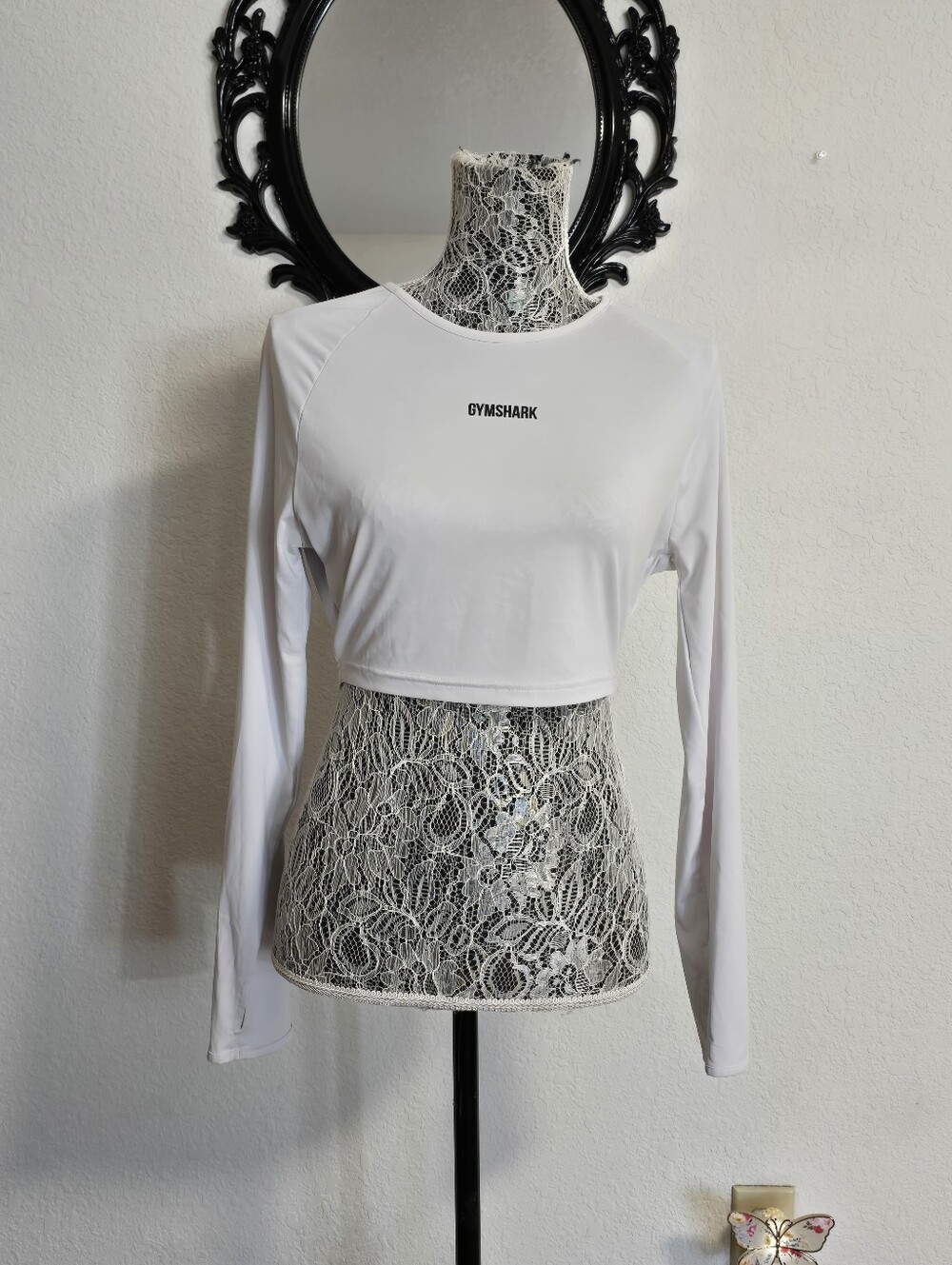 Gymshark White Long-Sleeve Cropped Top